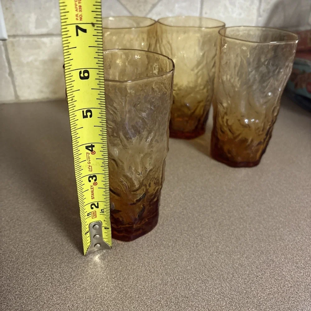 Set 4 Seneca Glass DRIFTWOOD Crinkle HIGHBALL Tumblers 5 3/4 - Picture 8 of 12